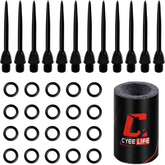 CyeeLife Steel Dart Tips 12pcs,Dart Tip Removal 2BA Thread Soft Dart Tips Converter with 20pcs Rubber O Rings and Sharpener,Professional Darts Accessories$$Sport & Recreation Other