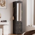 thumbnail image 1 of Cyehnenx Armoire Wardrobe Closet, 69.5" H Wood Bedroom Armoires Cabinet with Mirror Door and 3 Drawers, Clothing Storage Cabinet with Hanging Rod & Sensor Light for Bedroom, Rustic Brown (Left), 1 of 8