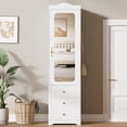 thumbnail image 1 of Cyehnenx Armoire Wardrobe Closet with Mirror Door and 3 Drawers, 69.5" H Wood Bedroom Clothing Storage Cabinet with Hanging Rod & Sensor Light, White, 1 of 8