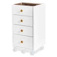 thumbnail image 1 of Cyehnenx Under Desk Storage, Chest of 4 Drawers Under the Desk, Home Office Storage Cabinet with Glass Top, Small Mobile Printer Stand with Lockable Wheels for Home Office Study, White, 1 of 7