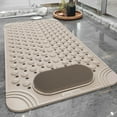 thumbnail image 1 of Cyence Anti-Slip Mat, Foot Scrubber Shower Mat With Pumice Feet Scrub Stone Bathtub Mat With Antislip Suction Cups and Drain Holes Non Slip Bath Mat With a Pumice Stone For Feet Massage Beige, 1 of 8