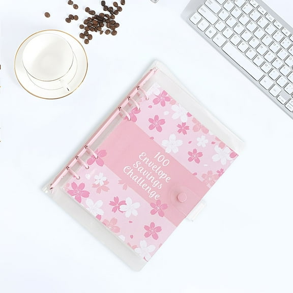 Cyenie 1 Days Challenge Loose Leaf Notebook, Savings Envelope Challenge Book Financial Plan, A6 Binder with Savings Tracker Pink