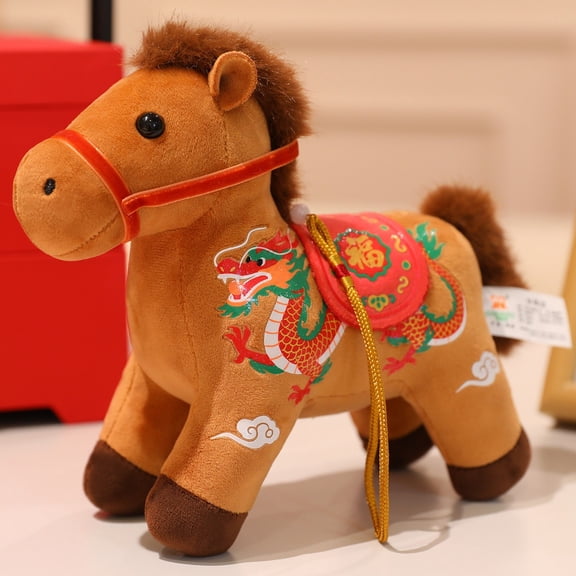 Cyenie 2026 Year of The Horse Mascot Plush Pendant Chinese New Year Hanging Ornaments Zodiac Horse Gift Stuffed Animal Zodiac Decoration Lunar New Years Home Spring Festival Decoration, Brown