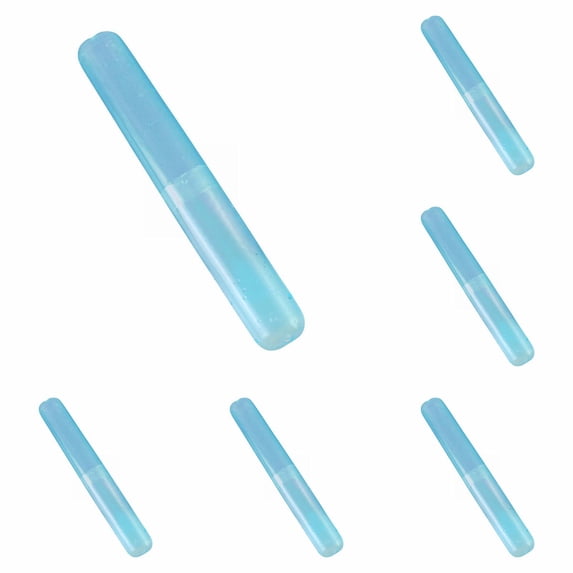 Cyenie 5Pcs Toothbrush Case Holders Travel Cover, New Tube Plastic Box for Toothbrush Storage Portable, Blue