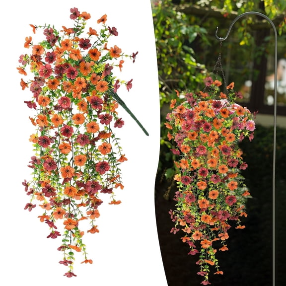 Cyenie Artificial Hanging Flowers for Outdoors Hanging Plant Spring Summer Decor No Fade Daisy Flower for Planter Front Door Porch Patio Yard Garden, 75*30 F