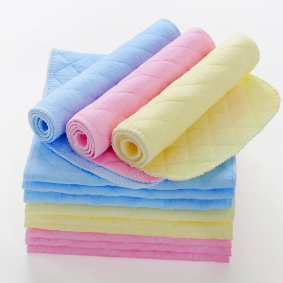 Cyenie Cotton 3 Layer Washable Soft Flat Fold Cloths, Reusable Burp Cloths and Nursing Pads, Gentle Absorbent Cleaning Cloths for Home and Personal Care, Red