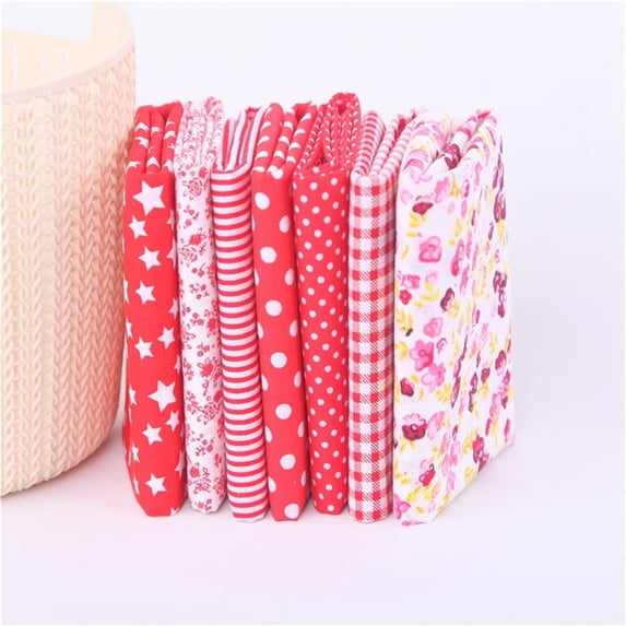 Cyenie Cotton Crafts Fabric Bundle Patchwork Squares Quilting Sewing Patchwork Diy 7Pcs, Red