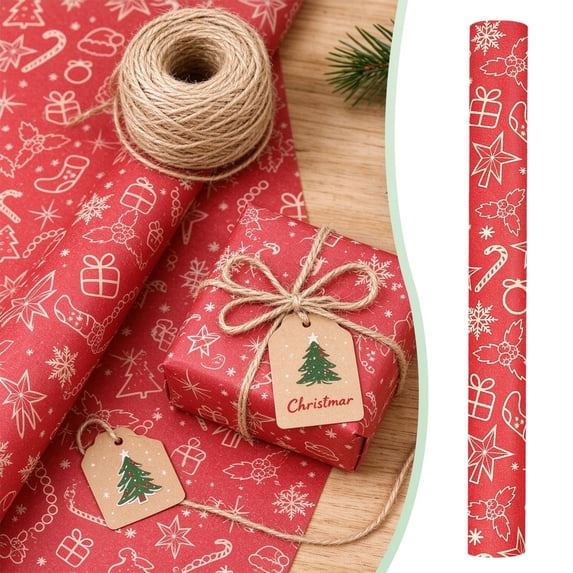 Paper Rol Pattern Cyenie Holiday Gift Wrap Roll, Rustic Pattern Christmas Wrapping Paper ...