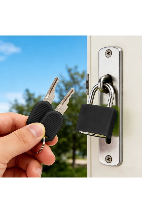 Multicolor Small Luggage Locks with Keys Locker Lock Metal Suitcase Locks Plastic Copper Keyed Padlock for Locker Suitcase, 3.2*3.1 Black