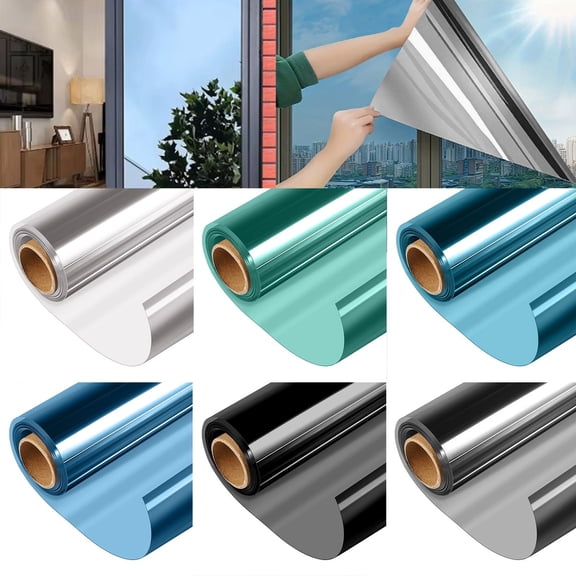 Cyenie One Way Mirror Window Film Explosion Proof Privacy, 30Cm X 3M High Light Transmitting Thermal Insulation Sticker for Summer and Winter, Black Silver