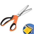 thumbnail image 1 of Cyenie Pinking Shears Stainless Steel, Scalloped Wavy Decorative Scissors for Crafts and Sewing, Comfort Grip Shears for Fabric Paper DIY (Orange Black Rounded), 1 of 5
