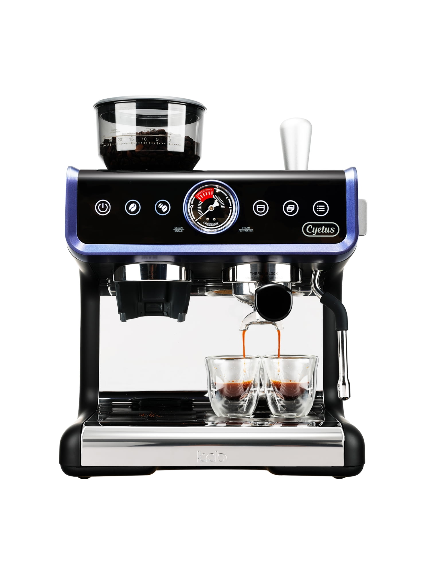 Cyetus All in One Espresso Machine for Home Barista with Coffee Grinder and Milk Steam Wand for Espresso, Cappuccino, and Latte, Gray