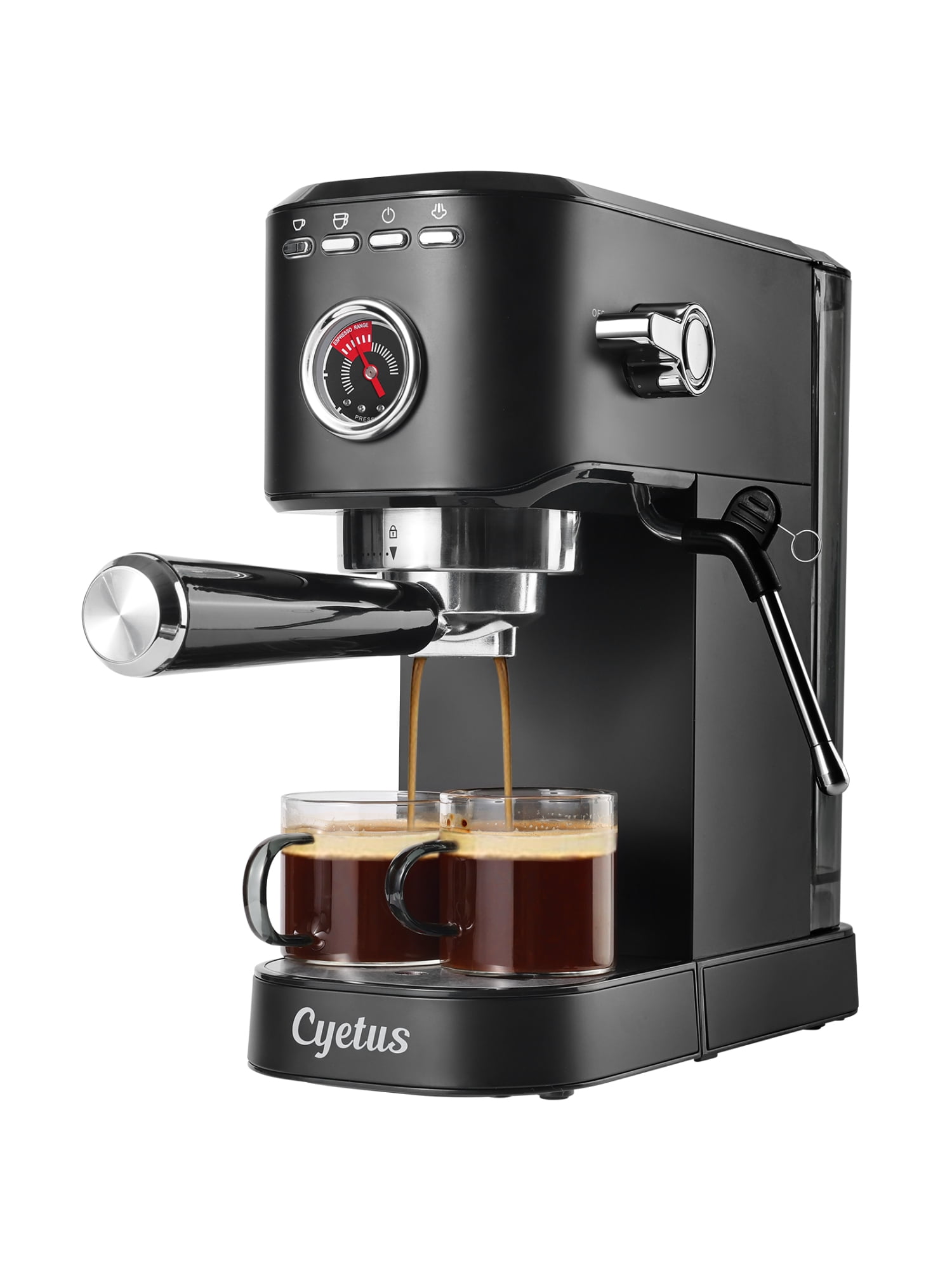 Cyetus Barista Black Espresso Machine for At Home Use with Milk Steam  Frother Wand for Espresso, Cappuccino and Latte 