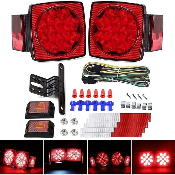 Cyfie 12V LED Trailer Light Kit DOT Certified, Utility, Submersible for Boat RV Car with 22ft Wire Harness Wafer LED IP68 Waterproof Under 80 inch Truck