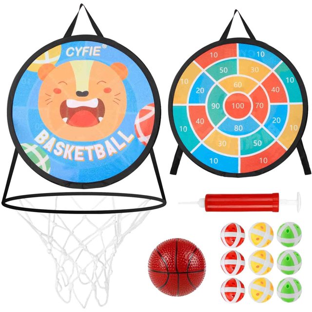 Cyfie 14" Dart Board and Basketball Hoop Toy for Kids Fun and