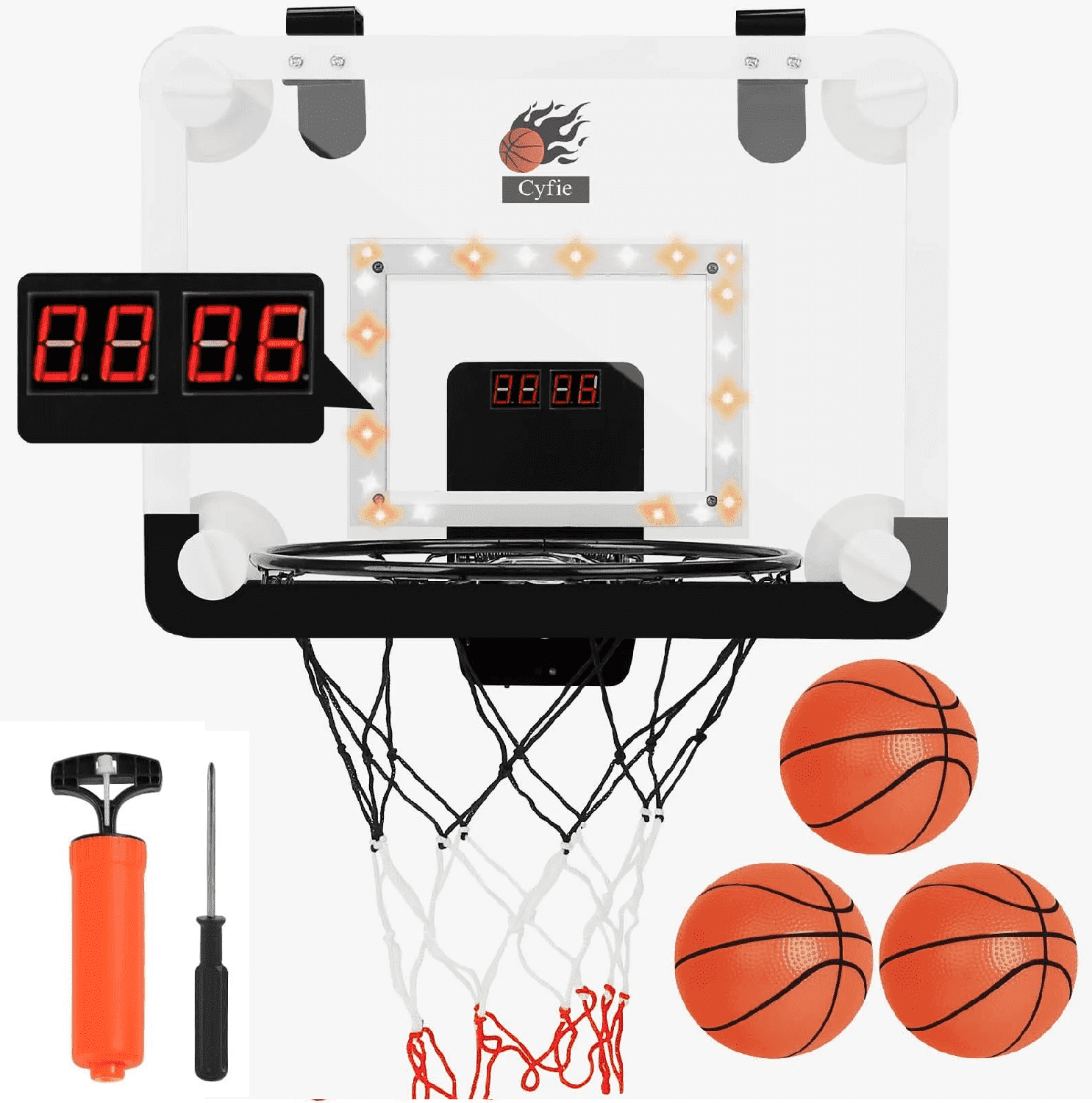 Cyfie Basketball Hoop Set for Kids,LED Light Basketball Hoop with Scoreboard,Christmas Gift for Boys and Girls,Deal on Sale Clearance
