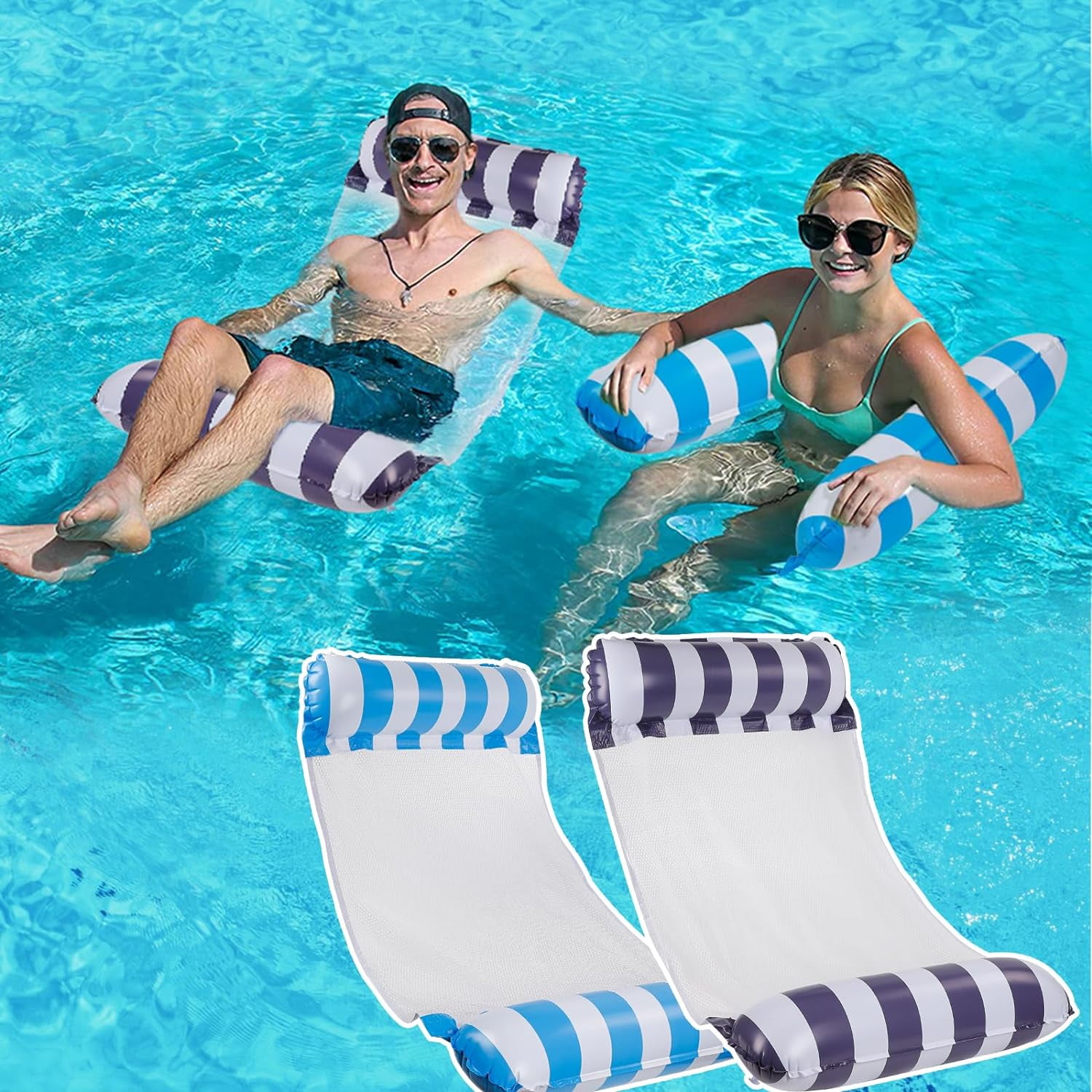 Cyfie Water Floating hammock Pool Float for Adult,Capacity 250 lbs,2 Pack