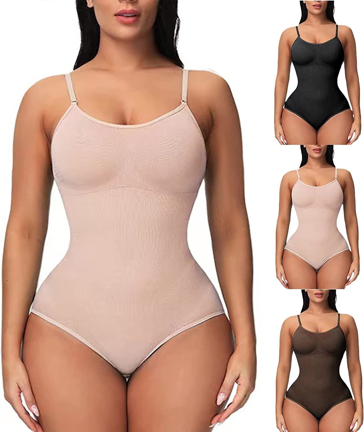 Cygen Bodysuit Shapewear Cygen Shapewear for Women Tummy Control Tops  Seamless One-Piece Body Shaper(Skin,S) 