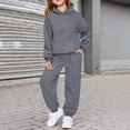 thumbnail image 1 of Cyglowse 2 Piece Sweatsuits for Teen Girls Plain Fleece Hoodies Sweatpants Joggers Set Warm Casual Pullover Tracksuits Outfits Dark Gray 2-3Y, 1 of 6