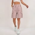 thumbnail image 1 of Cyglowse 2025 Cargo Shorts Women Bermuda Shorts Summer Quick Dry High Waisted Long Shorts Drawstring Knee Length Plus Size Ladies Hiking Shorts with Pockets Pink XL 8" Inseam, 1 of 7