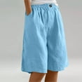 thumbnail image 1 of Bermuda Shorts for Women Knee Length, Wide Leg Linen Knee Length Summer Casual Petite Short 10" Women Bermuda Shorts Knee Length, 1 of 13