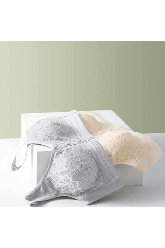 Bra for Seniors, Bra Front Closure Shaping Full Coverage Support No Underwire Light Gray 48