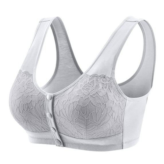 Cyglowse Bras for Women Comfortable Front Button Wireless Shaping Bra, Bras for Older Women Light Gray 38
