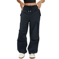 thumbnail image 1 of Cyglowse Cargo Pants Women Low Waisted Parachute Pants with Pockets Loose Baggy Hiking Pants Y2K Clothes Navy XL, 1 of 4