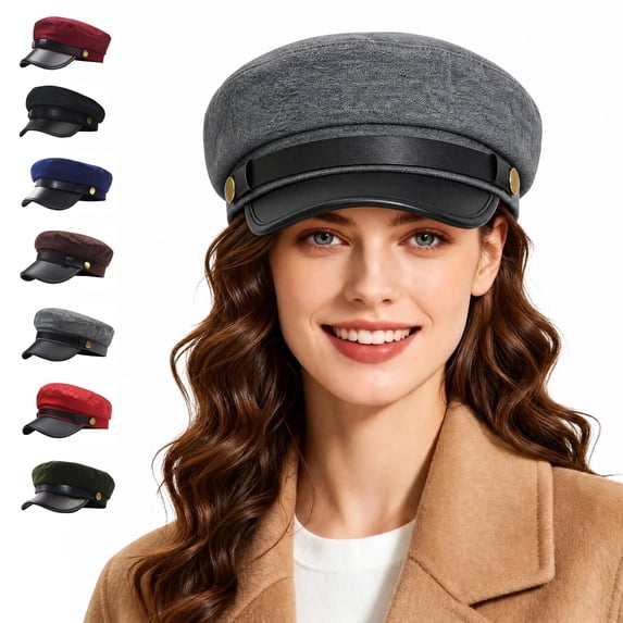 Cyglowse Chauffeur Hat for Men Women Classic Vintage Newsboy Cap Costume Hats Beret Cap Gray One Size