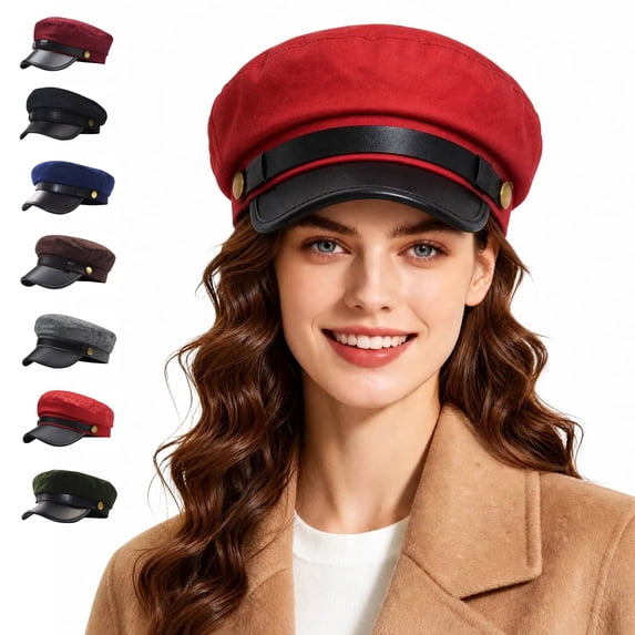 Cyglowse Chauffeur Hat for Men Women Classic Vintage Newsboy Cap Costume Hats Beret Cap Red One Size