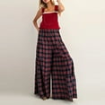 thumbnail image 1 of Cyglowse Christmas Plaid Overall Jumpsuit for Women Checkered Sleeveless Wide Leg Santa Claus Romper Xmas Playsuit Red XL, 1 of 8