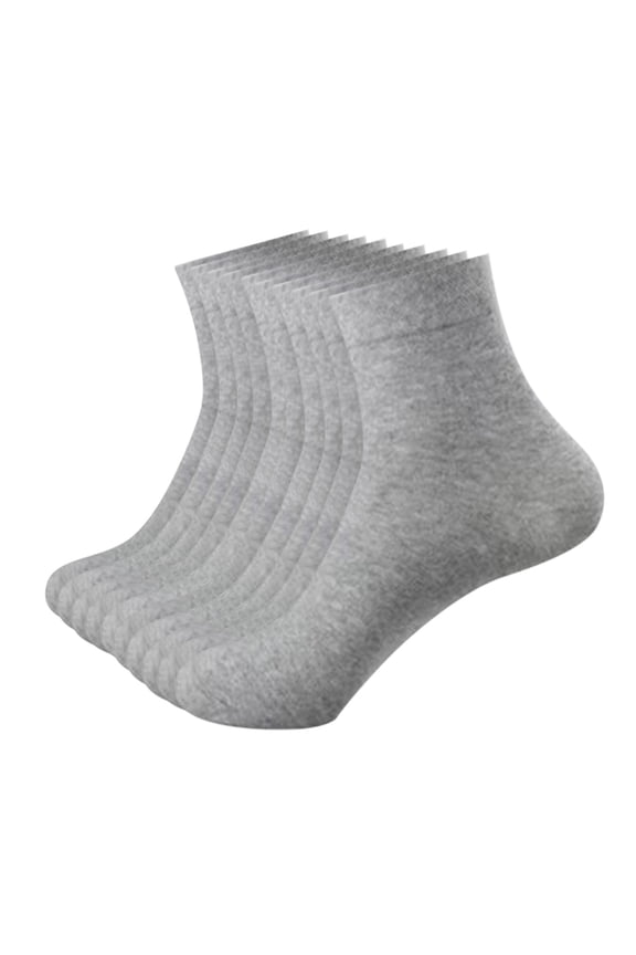 Cotton Men's Breathable Quarter Thin Ankle High Socks - Comfort Cool Soft 10 Pairs Gray One Size