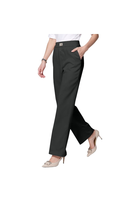 Drape High Rise Pull on Stretch Pants Breathable for Senior Women Black S