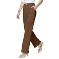 thumbnail image 1 of Cyglowse Drape High Rise Pull on Stretch Pants Breathable for Senior Women Light Brown L, 1 of 6