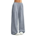 thumbnail image 1 of Cyglowse Drawstring Waist Pants for Women Wide Leg Low Rise Sweatpants Baggy Lounge Pants Casual Yoga Pants Loose Fit Comfortable Lightweight Sweatpant Elastic Waist with Pockets Light Gray S, 1 of 7