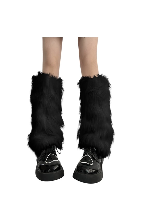Faux Fur Fuzzy Leg Warmers Furry Boot Covers for Women Girls, Furry Boot Cuffs Fuzzy Shoes Cover Socks 1 Pair