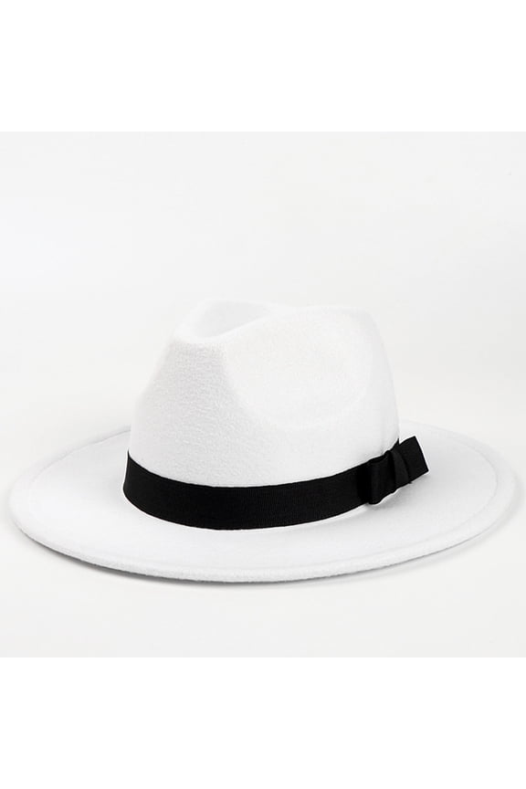 Fedora Brim Felt Church Hat Men Women I Summer Beach Sun Hat with Band I Men's 1920s Gatsby Gangster Costume white One Size