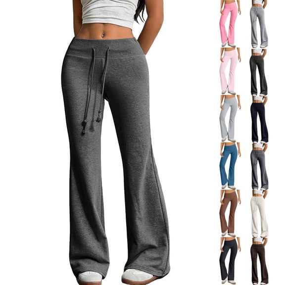 Cyglowse Flare Leggings for Women High Waist Yoga Pants with Pockets Tummy Control Workout Gym Bootcut Leggings Dark Gray 2XL