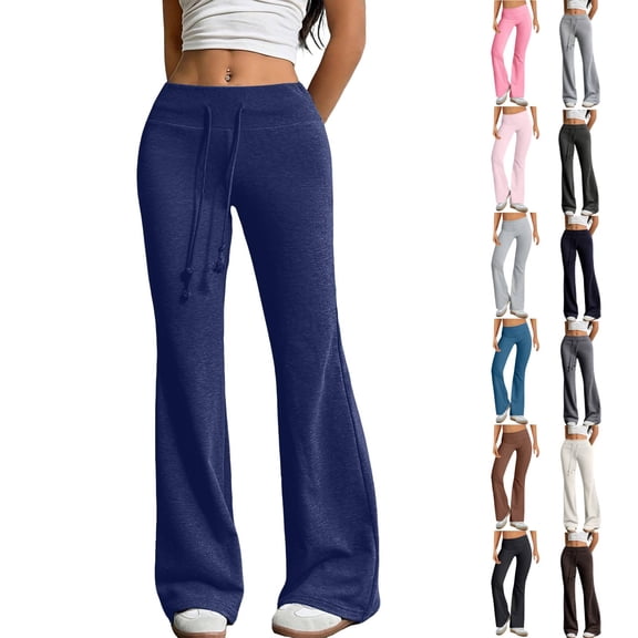 Cyglowse Flare Leggings for Women High Waist Yoga Pants with Pockets Tummy Control Workout Gym Bootcut Leggings Navy 2XL