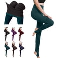thumbnail image 1 of Cyglowse Fleece Lined Leggings Women Elastic Waistband Gym Yoga Pants Warm Thermal Opaque Pantyhose High Waist Leggings Green L, 1 of 6