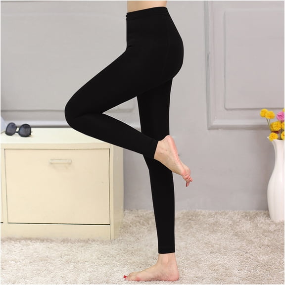 Cyglowse Fleece Lined Leggings for Women Thermal High Waisted Warm Winter Tights Thick Soft Stretchy Workout Yoga Pants Black L