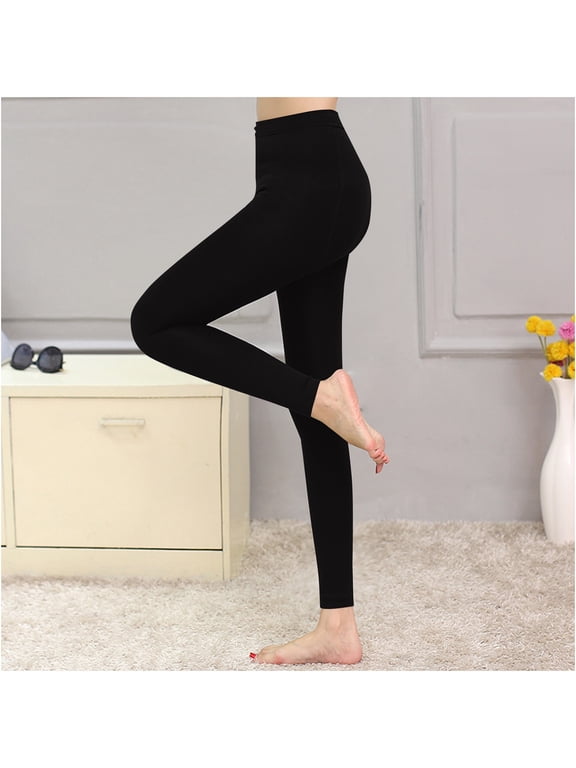 Fleece Lined Leggings for Women Thermal High Waisted Warm Winter Tights Thick Soft Stretchy Workout Yoga Pants Black L