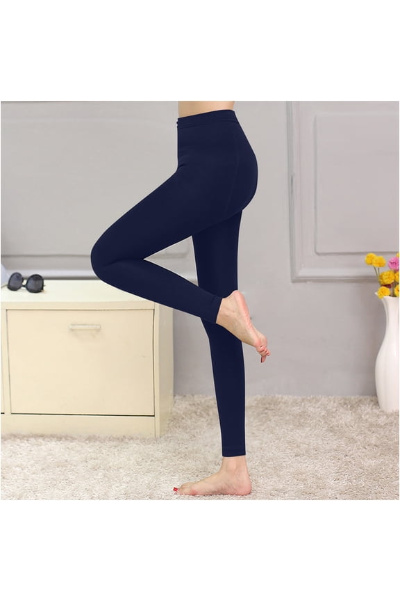 Fleece Lined Leggings for Women Thermal High Waisted Warm Winter Tights Thick Soft Stretchy Workout Yoga Pants Blue XL
