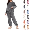 thumbnail image 1 of Cyglowse Fuzzy Fleece Pajamas for Women 2 Piece Set Long Sleeve Winter Warm Cozy Loungewear Soft Plush Pullover and Pants Set Dark Gray One Size, 1 of 6