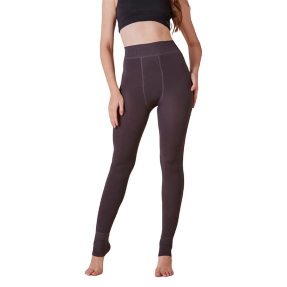 Cyglowse High Waist Thermal Pants for Women Fleece Lined Winter Leggings Thick Warm Workout Yoga Stretchy Tights Gray One Size