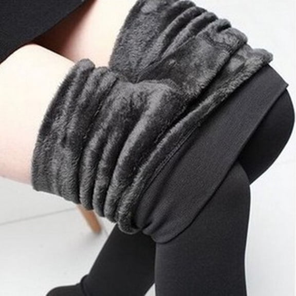Cyglowse High Waisted Fleece Lined Leggings for Women Thermal Winter Warm Casual Pants Stretchy Soft Everyday Thick Tights Gray One Size