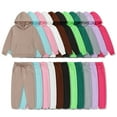 thumbnail image 1 of Cyglowse Hoodie Sweatsuit Set for Boys Girls 2 Piece Hooded Sweatshirt Jogger Sweatpants Tracksuit Kids Athletic Solid Outfits Black 10-11Y, 1 of 6