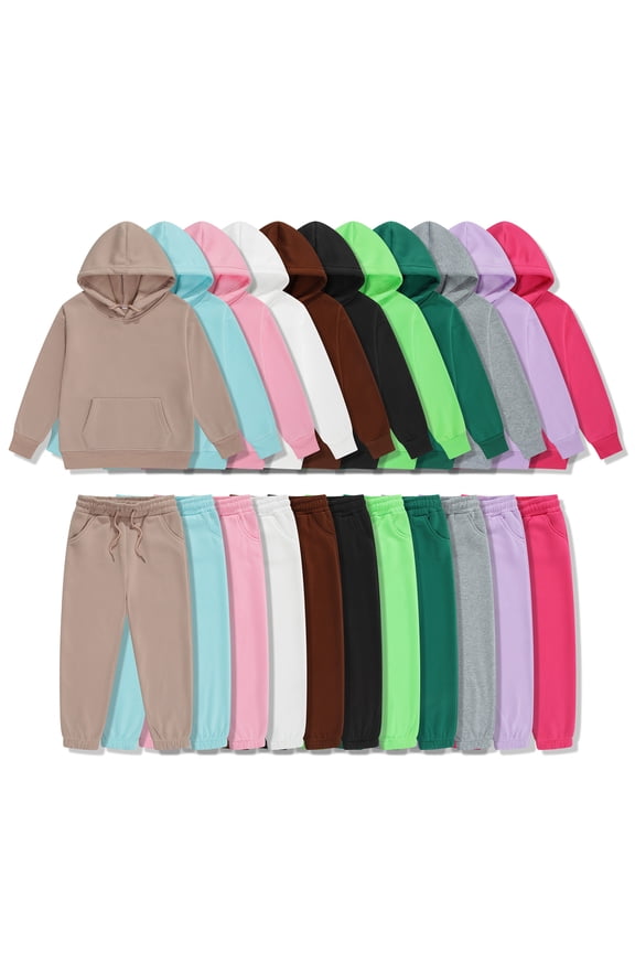 Hoodie Sweatsuit Set for Boys Girls 2 Piece Hooded Sweatshirt Jogger Sweatpants Tracksuit Kids Athletic Solid Outfits Hot Pink 2-3Y