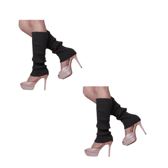 Cyglowse Leg Warmers for Women Y2K Harajuku Leg Sleeves Long Kawaii Knit Socks Lolita Party Accessory Dark Gray 2 Pairs