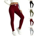 thumbnail image 1 of Leggings for Women Ribbed Knit Elastic Waist Tummy Control Winter Tights Cozy Lounge Pants Soft Sweater Pants Long Wine 2XL, 1 of 6